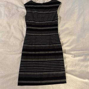 Calvin Klein Black and Gray Striped Midi Dress